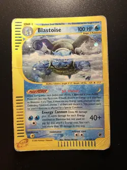 Pokemon Card- Blastoise-Expedition-Holo-4/165-Rare-NoCrystal-ENG-Poor - Image 1