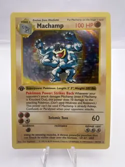 Pokemon Card Machamp Shadowless Base Set 8/102 1st Edition Holo Rare - Image 1