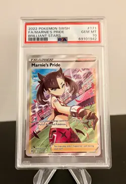 Pokemon 2022 PSA 10 Marnie’s Pride Full Art Brilliant Stars 171/172 Card - Image 1