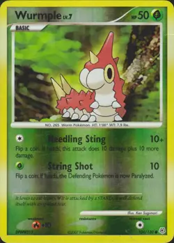 Wurmple 104/130 Reverse Holo Common Diamond & Pearl Pokemon Card LP - Image 1
