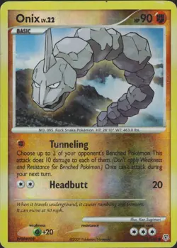 Onix 92/130 Reverse Holo Common Diamond and Pearl Pokemon Card LP - Image 1