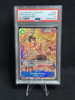 OP08-052 One Piece Card Game TCG Portgas D Ace Rare Alt Art Two Legends PSA 10 - Image 1