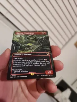 Magic the Gathering NM Hunting Velociraptor (Borderless) Jurassic World - Image 3