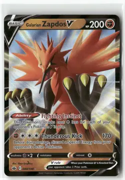 Galarian Zapdos V, Pokemon SWSH06: Chilling Reign Ultra Rare, 080/198 NM - Image 1