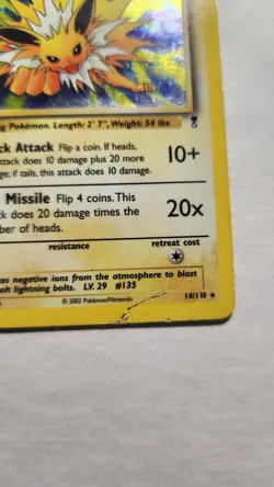 2002 Jolteon 14/110 - Legendary Collection Holo Rare - Pokemon TCG - HP - Image 3