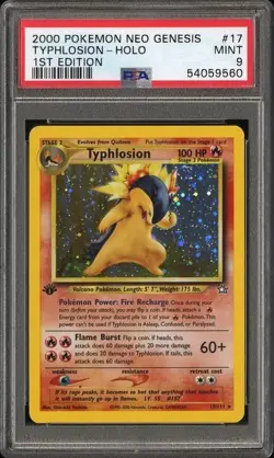 2000 POKEMON NEO GENESIS 1ST ED #17 TYPHLOSION-HOLO PSA 9 - Image 1