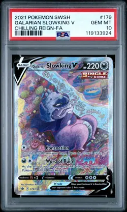 2021 POKEMON SWORD & SHIELD CHILLING REIGN FULL ART/GALARIAN SLOWKING V PSA 10 - Image 1