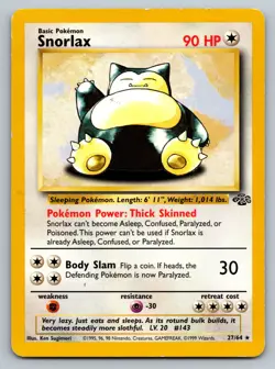 Pokemon TCG Vintage Non Holo Rare Snorlax Jungle 27/64 WotC 1999 MP - Image 1