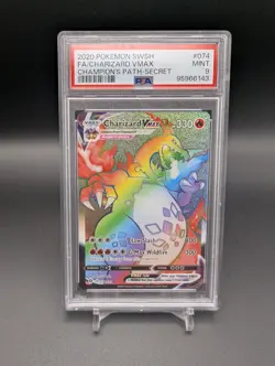 2020 POKEMON CHAMPION'S PATH CHARIZARD VMAX FULL ART SECRET RARE 074/073 PSA 9 - Image 1