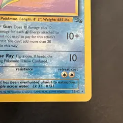 Pokemon Vintage 1st Edition Non-Holo Rare Lapras 25/62 Fossil WotC 1999 - Image 4