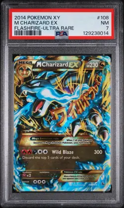 2014 POKEMON XY FLASHFIRE ULTRA RARE #108 M CHARIZARD EX PSA 7 NM MEGA ENGLISH - Image 1