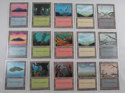 MAGIC THE GATHERING 4th EDITION COMPLETE 15 CARD SET OF LANDS NM ENGLISH MTG - Image 1