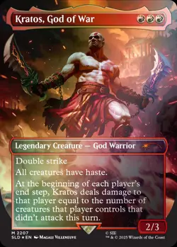 MTG Secret Lair Playstation KRATOS, God Of War FOIL Single Card Presale - Image 1