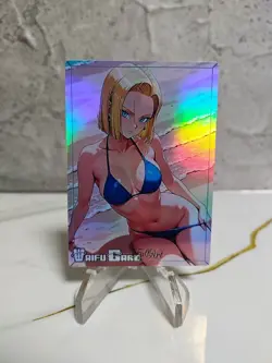 Android 18 Trading Card Waifu Goddess Story Anime Girl holo Karte Manga Full Art - Image 1