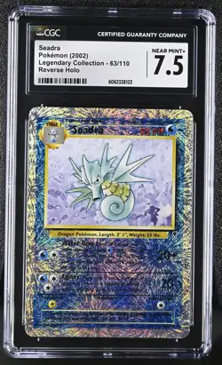 CGC 7.5 Seadra 2002 Legendary Collection 63/110 Reverse Holo Pokemon Card - Image 1