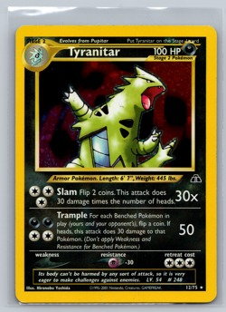 Pokemon TCG Tyranitar Neo Discovery Holo Card 12/75 Unlimited Rare MP - Image 1