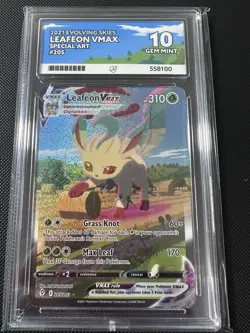 Pokemon TCG Leafeon VMAX Evolving Skies Card 205/203 Secret Rare Ace 10 Not PSA - Image 1