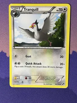 Tranquill 85/114 Uncommon Black White Base Set Pokemon Card TCG - Image 1