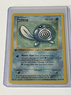 Pokemon Cards: Base Set 1st Edition Common: Poliwag 59/102 Vintage Rare NM - Image 1