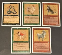 1999 MTG Portal Three Kingdoms English ZODIAC Lot-Snake/Goat/Monkey/Dog/Rooster - Image 1