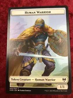 HUMAN WARRIOR ~ TOKEN CREATURE, #003/023, KALDHEIM, 2021 MTG - Image 1