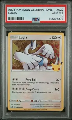 Pokemon Card PSA 10 LUGIA Holo Rare #022 Sword & Shield Celebrations low pop - Image 1