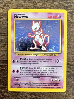 Mewtwo Holo Rare #10/102, Base Set Pokemon Card WOTC - Image 1