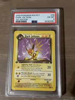 Pokemon Dark Jolteon TCG 1st Edition Card 38/82 PSA 6 - Image 1