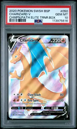 2020 POKEMON SWSH BLACK STAR PROMO #050 CHARIZARD V PSA 10 - Image 1