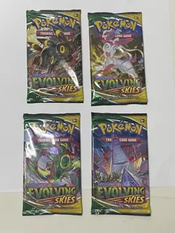 Evolving Skies Booster Pack Art Set of 4 Factory Sealed Pokemon TCG - Image 1