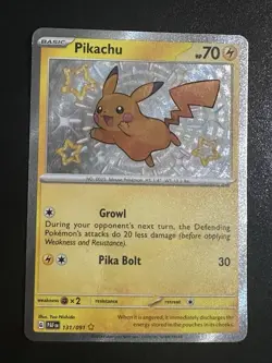 Pikachu 131/091 Pokemon Paldean Fates Baby Shiny Holo Multiple Creases - Image 1