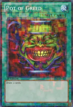 Yugioh! MP Pot of Greed - BP02-EN129 - Mosaic Rare - 1st Edition Moderately Play - Image 1