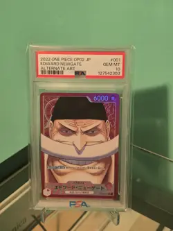 Edward Newgate OP02-001 PSA 10 Leader ALT ART ONE PIECE Card Japanese 2022 JP - Image 1