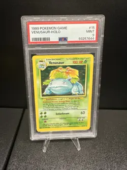 Pokemon TCG Venusaur Base Set 1999 Holo Unlimited Rare Card 15/102 PSA 9 - Image 1