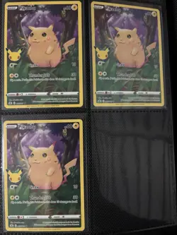 3 Pikachu Pokemon Celebration 5/25 25th Anniversary Holo Foil Card Mint NM - Image 1
