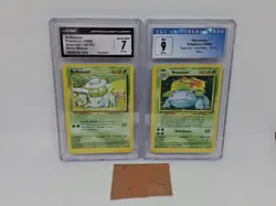 Pokemon TCG 1999 Base Set Venusaur+Bulbasaur Miscut Error Cards CGC Graded Rare! - Image 1