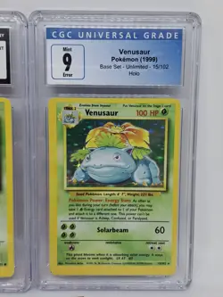 Pokemon TCG 1999 Base Set Venusaur+Bulbasaur Miscut Error Cards CGC Graded Rare! - Image 2