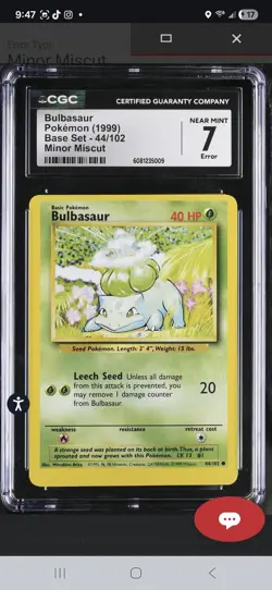 Pokemon TCG 1999 Base Set Venusaur+Bulbasaur Miscut Error Cards CGC Graded Rare! - Image 3