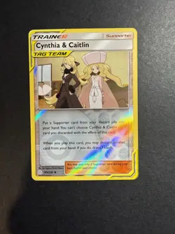 Pokemon TCG Cynthia & Caitlin Card 189/236 Sm-Cosmic Eclipse Reverse Holo NM - Image 1