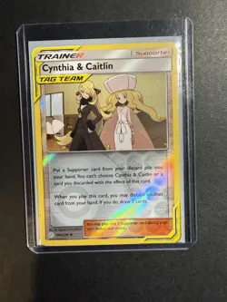Pokemon TCG Cynthia & Caitlin Card 189/236 Sm-Cosmic Eclipse Reverse Holo NM - Image 3