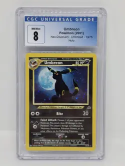 Pokemon TCG Umbreon Neo Discovery Holo Unlimited Blue Label CGC 8 Beautiful Card - Image 1