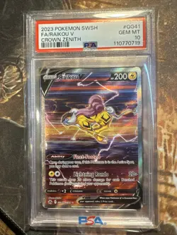 2023 Pokemon TCG Raikou v GG41/GG70 SWSH Crown Zenith PSA 10 Gem Mint Card - Image 1