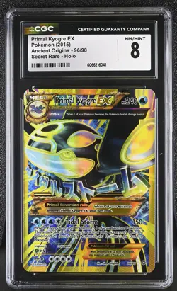 CGC 8 Primal Kyogre EX 2015 Ancient Origins 96/98 Secret Rare Holo Pokemon Card - Image 1