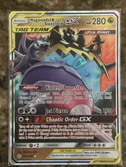 Naganadel & Guzzlord GX Cosmic Eclipse 2019 Secret Pokemon Card TCG 158/236 - Image 1