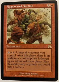 MTG English Near Mint Magic Card AGGRAVATED ASSAULT from Onslaught - Image 1