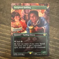 MTG Delighted Halfling Foil #402 Borderless Scene Card LOTR Lord of the Rings - Image 1