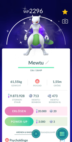 !!! Pokemon GO SHINY SHADOW MEWTWO Trade RARE Crypto Mewtu Purified Tausch !!! - Image 2