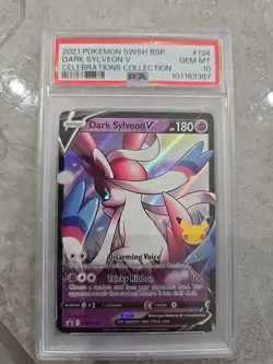2021 POKEMON SWSH PROMO CELEBRATIONS COLLECTION #134 DARK SYLVEON V PSA 10 - Image 1