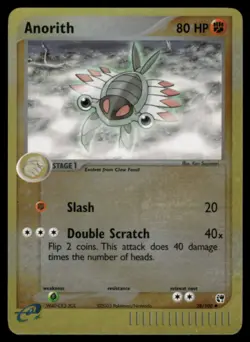 2003 Pokemon EX Sandstorm 28/100 Anorith Reverse Holo - Image 1