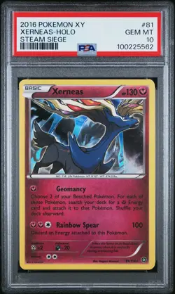 2016 POKEMON XY STEAM SIEGE #81 XERNEAS-HOLO PSA 10 - Image 1